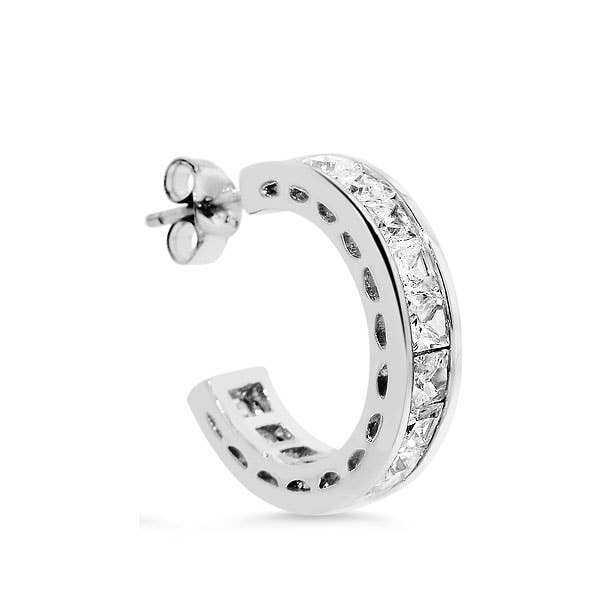 Genevive - Vente Créoles - Superbes créoles en argent sterling avec zircone cubique3