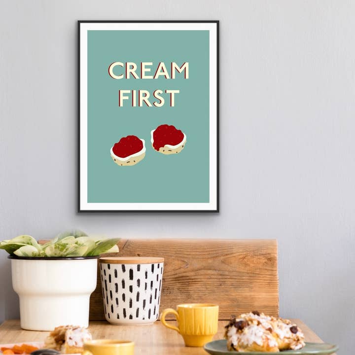 Cream First Scone - Kitchen Print for wholesale by The Printed Word Store