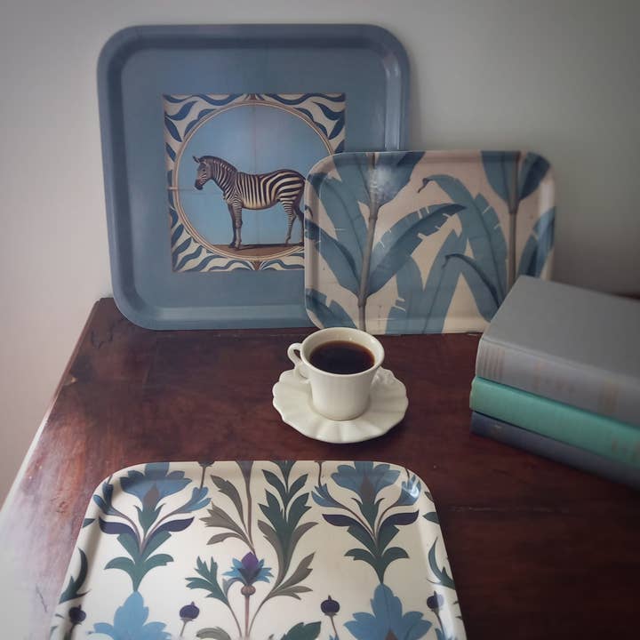 Odalisque Paris - Wholesale Decorative Tray - Blue square tray the Zebra5