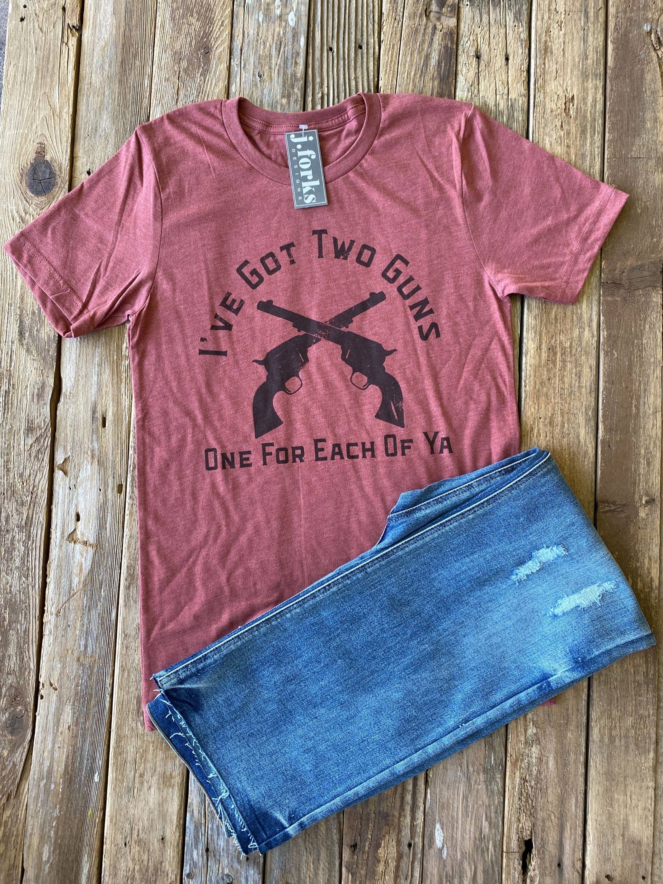 J.Forks Designs - Wholesale Screen Printed T-Shirt - Women's - 2284 Two Guns Tee0