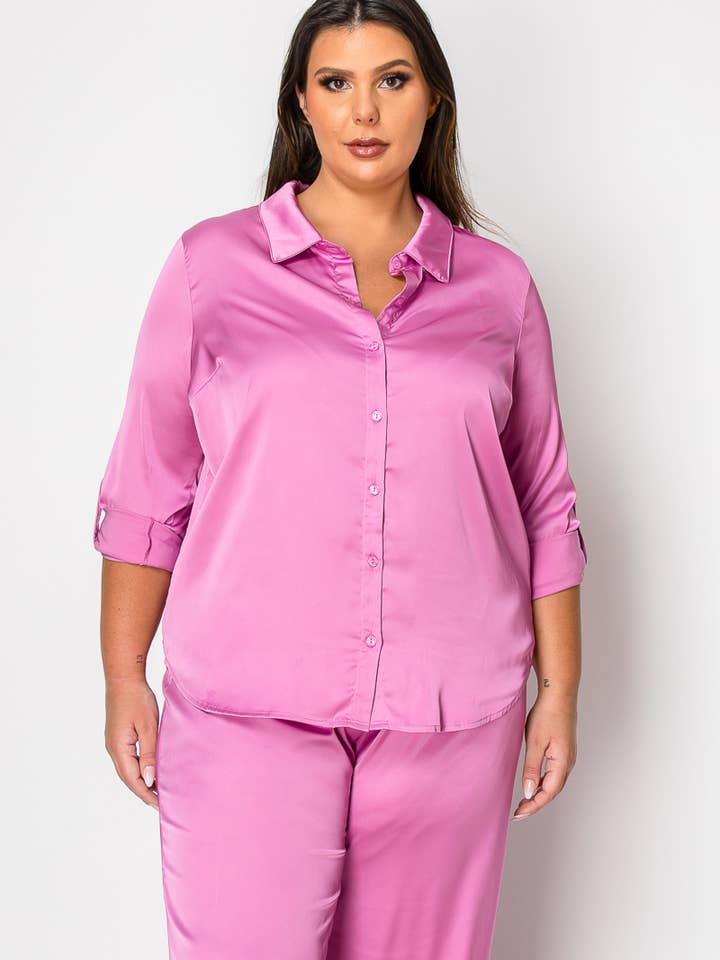 Missy Plus Satin Blouse for wholesale by DNA Couture