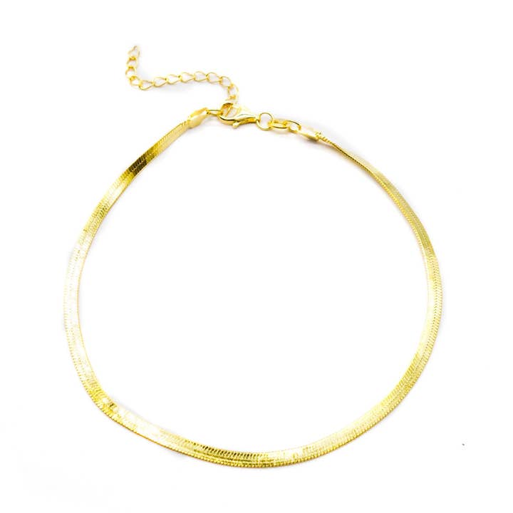 Herringbone anklet med flad kæde for engroshandel hos Arion Jewelry