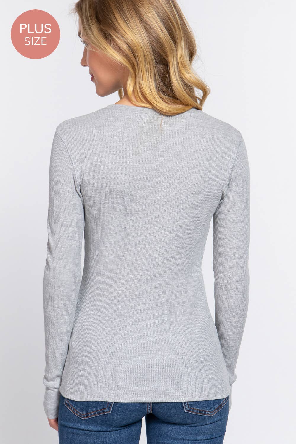 Active Basic | Active USA - Wholesale Knit Top - Women's - [PLUS SIZE] Long Sleeve Crew Neck Thermal Knit Top30
