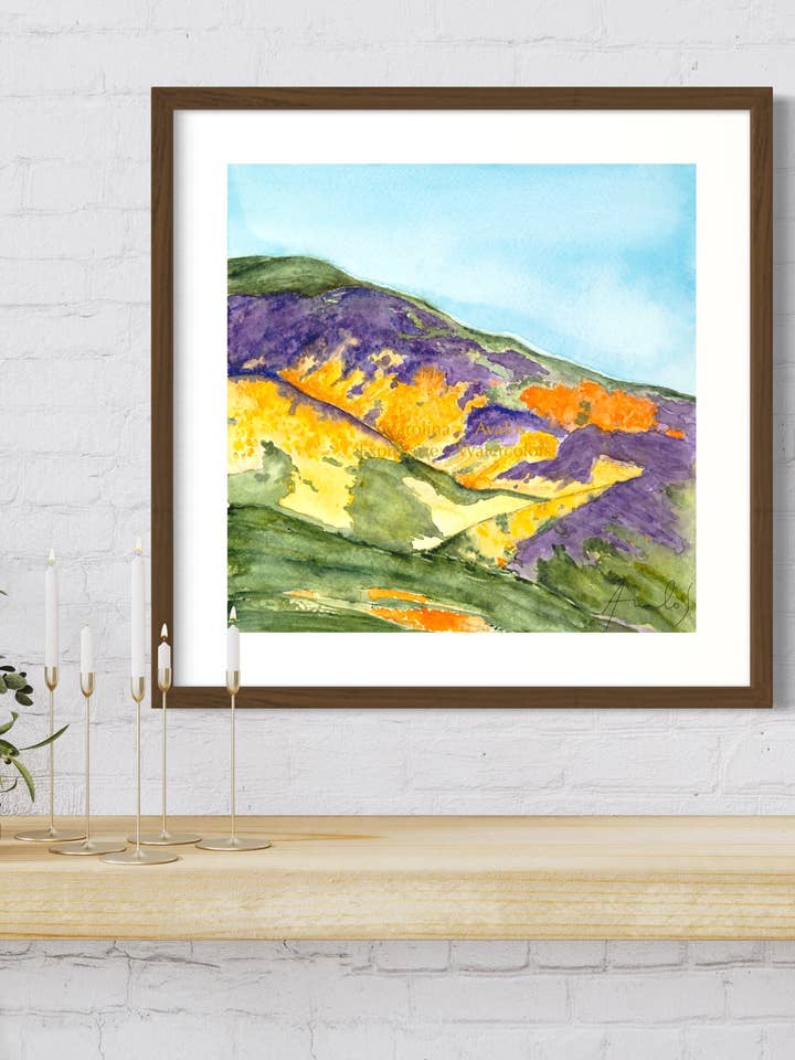 Impression giclée Carrizo Plain Super Bloom pour la vente par True Blue Textile Studio