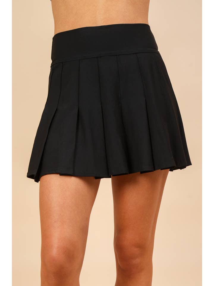 VERY J - Wholesale Athletic Skirt - Women's - NS50083-Activewear Pleated Skirt with Short Liner
