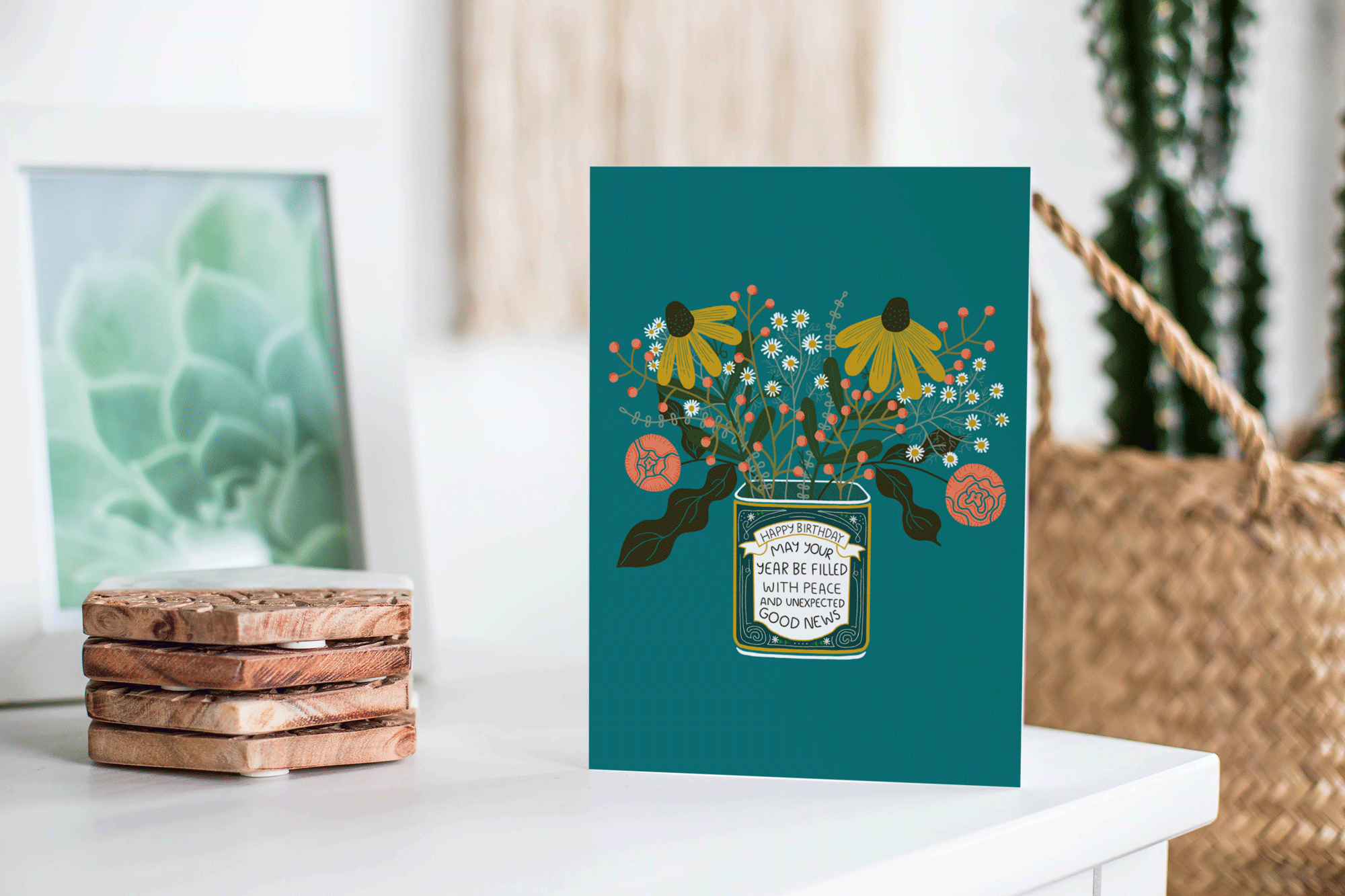 Gingiber - Wholesale Verjaardagskaartje - Verjaardag Bloemenblik Wenskaart1