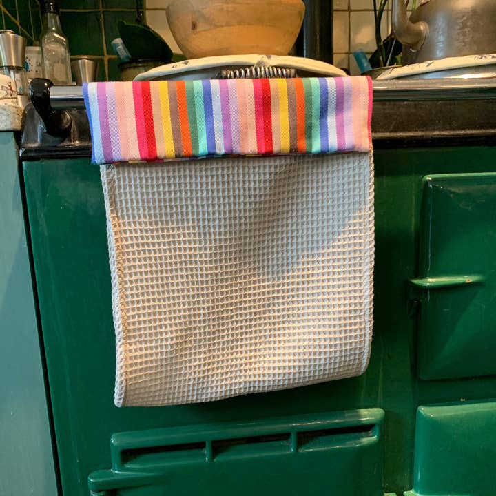 Roller Hand Towel Taupe with Rainbow for wholesale by Maison Elhoria