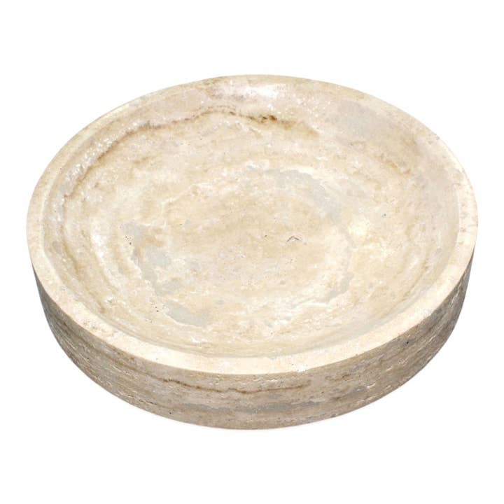 Travertine Chip Bowl Lg. 14"x14"x2.5" for wholesale by BIDKhome