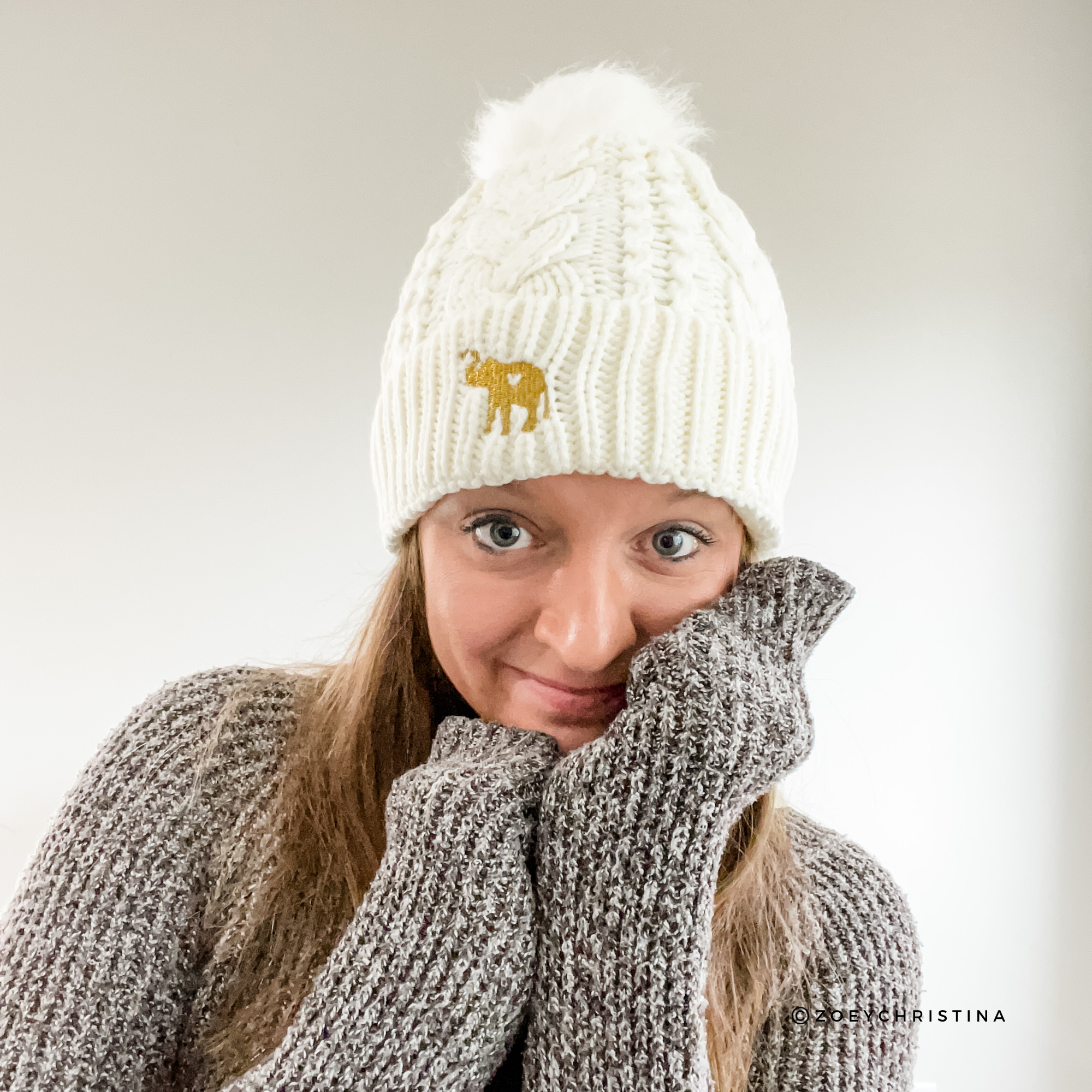 Zoey Christina - Wholesale Beanie - Women's - Elephant Embroidered Winter Hat12