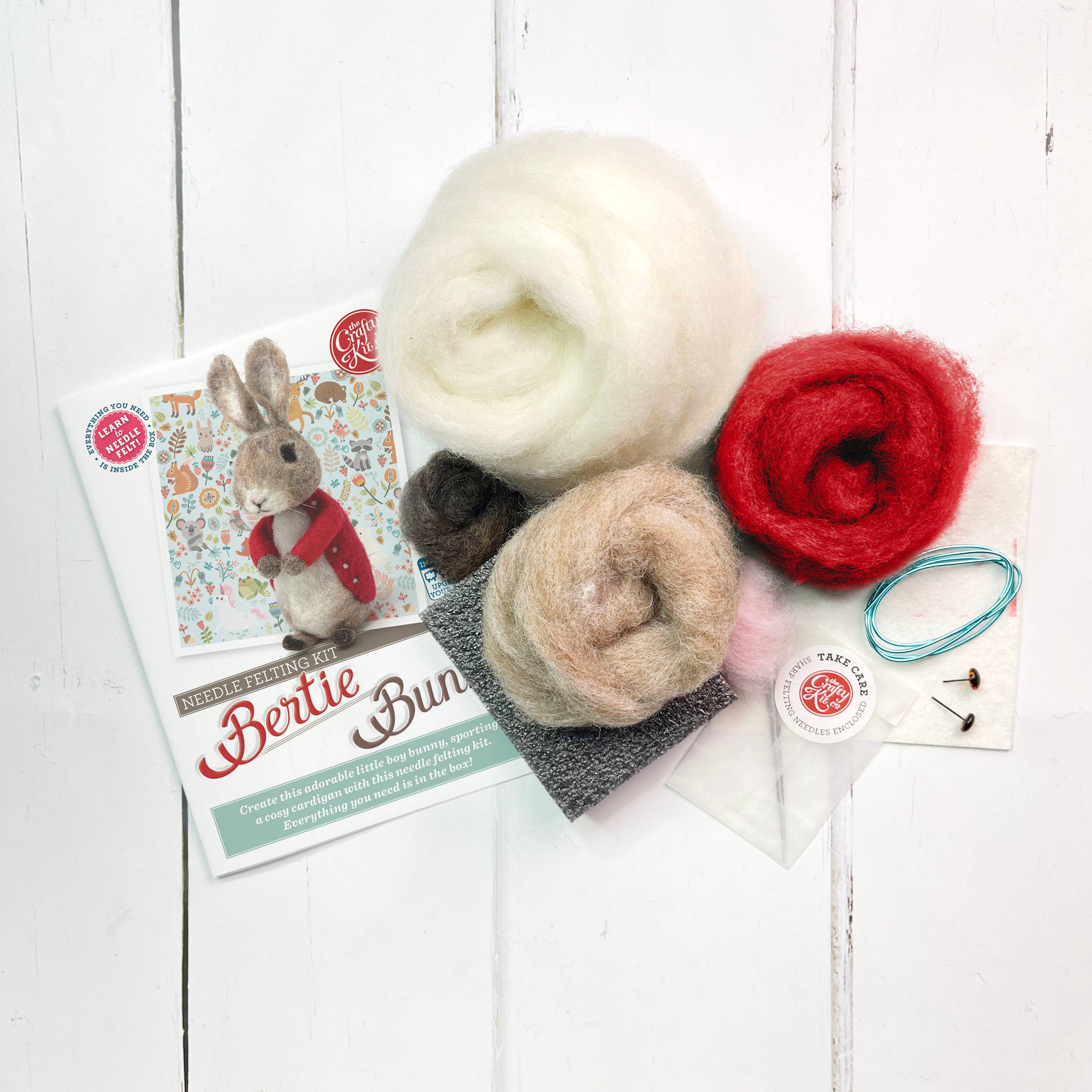 The Crafty Kit Company – wholesale Craft sewing kit – Bertie Bunny Needle Felting Craft Kit6