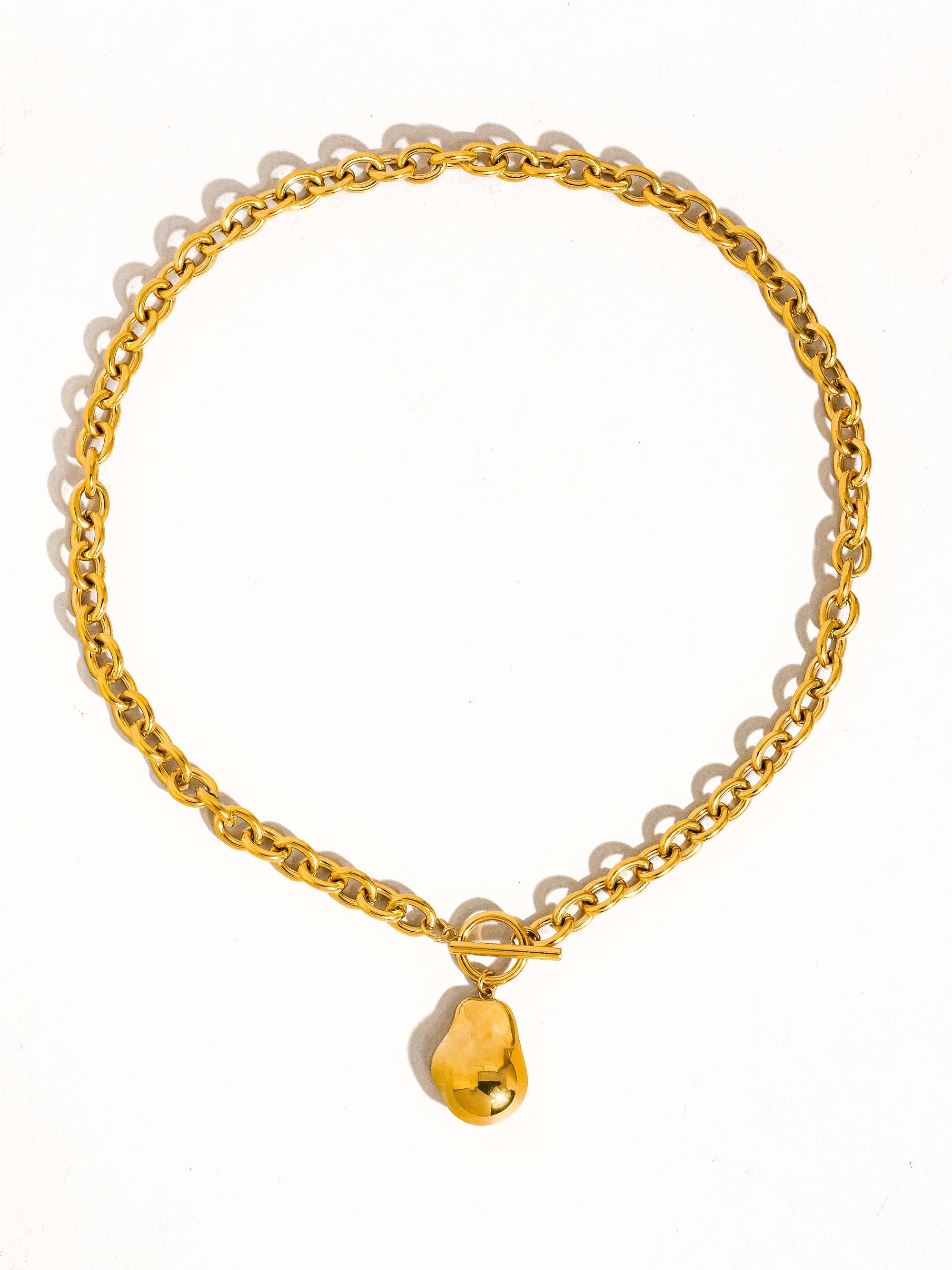 Yellow Gold Ciel 18K Non-Tarnish Large Pearl Chain Necklace for wholesale on Faire2