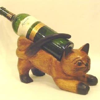 Wine Bottle Caddy, Kitty Cat for wholesale by Sea Island Imports, Inc.
