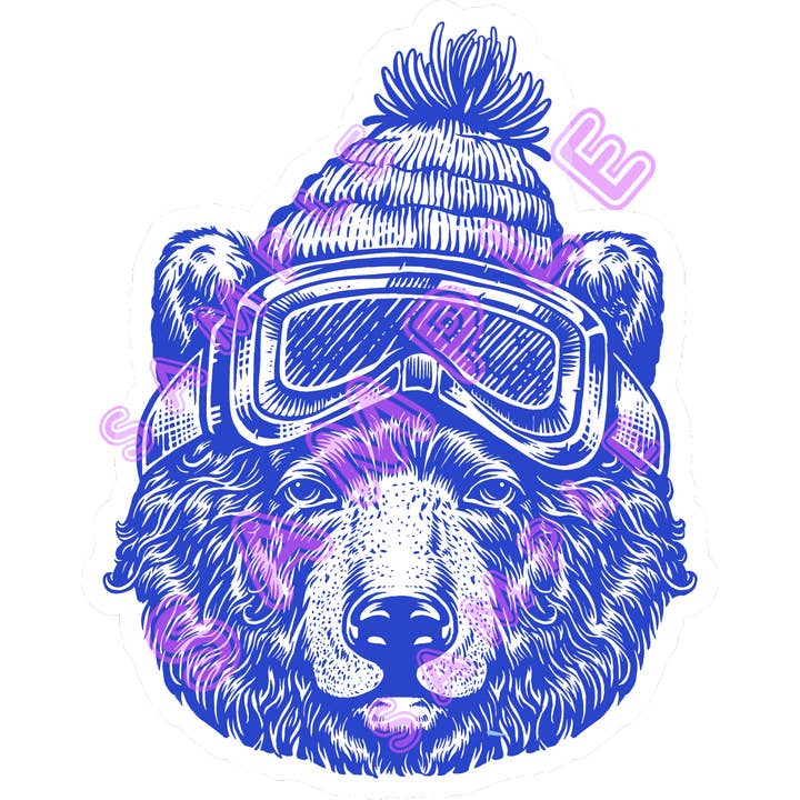 Hilda74 Retro Designs - Vente Autocollant - Autocollant de ski BLUE BEAR BEAR1