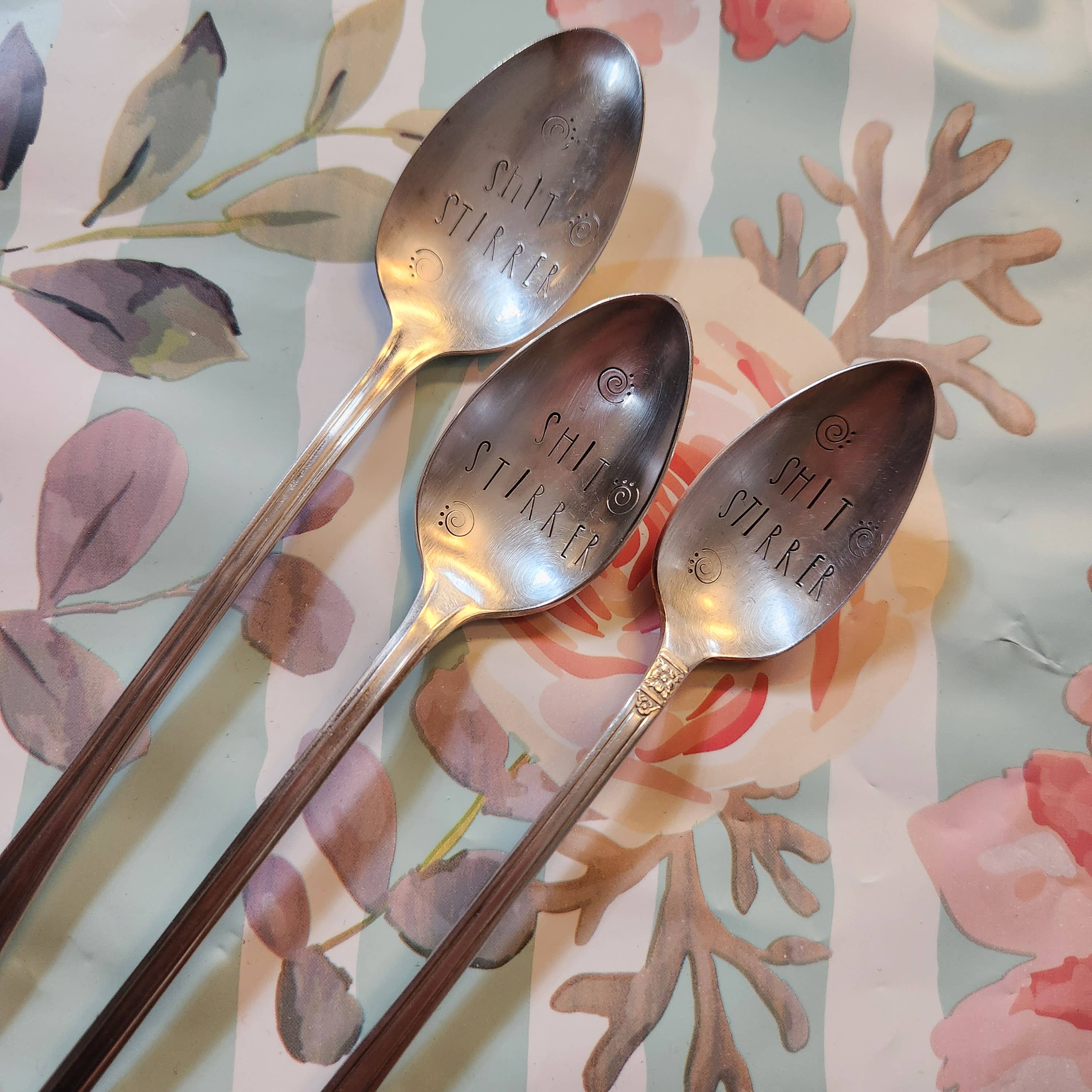 juNxtaposition® - Wholesale Serving Utensil - hand stamped vintage spoon SH*T STIRRER1