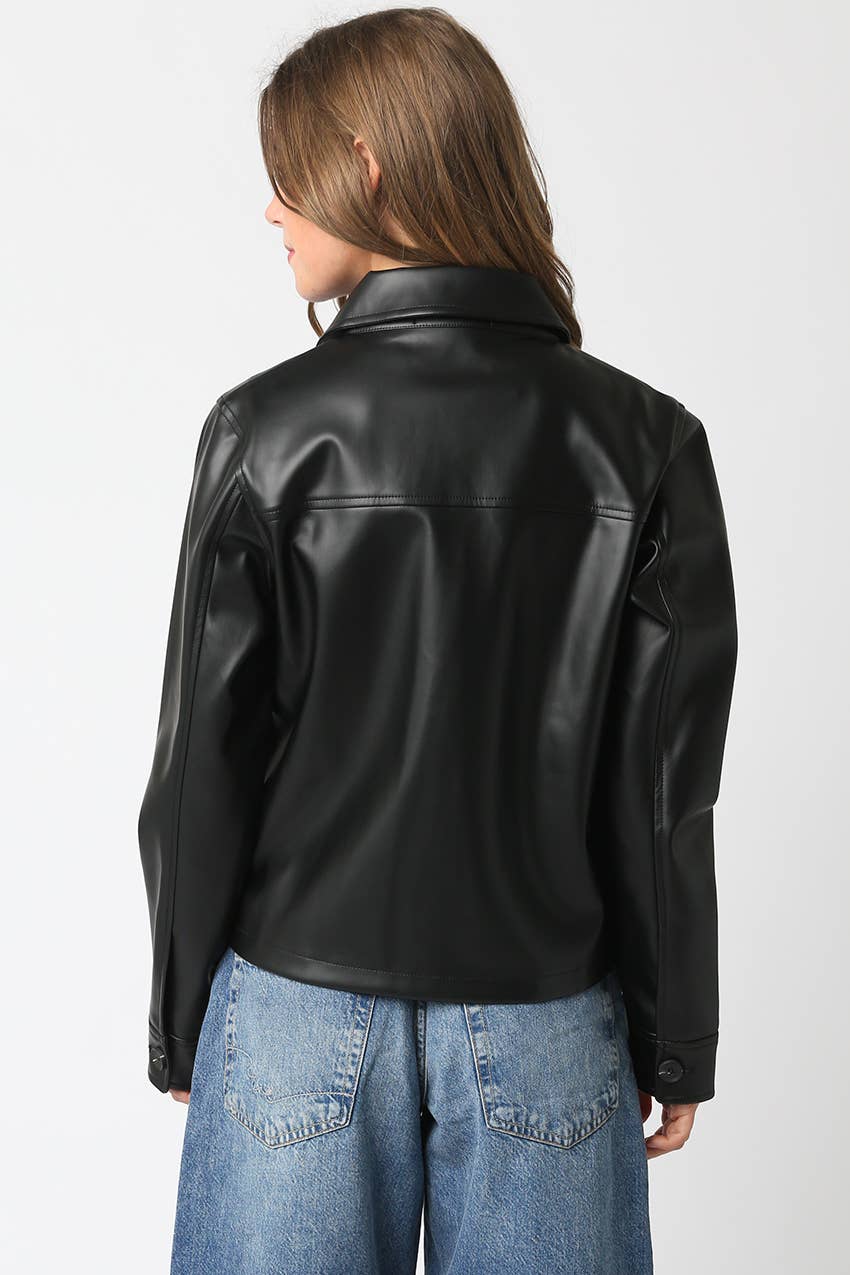 Olivaceous - Wholesale Leather Jacket - Women's - Liana Pu Jacket1