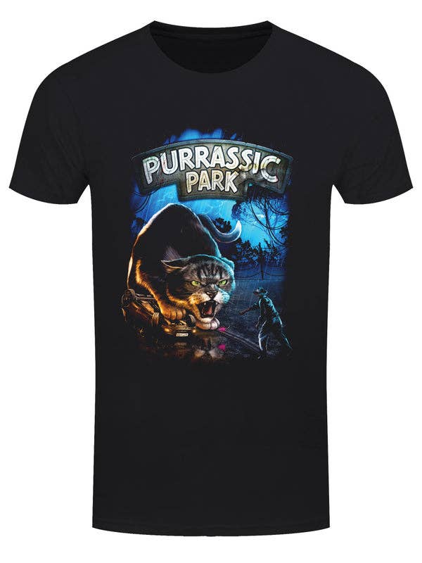 Horror Cats Purrassic Park Men's Black T-Shirt for wholesale by Grindstore