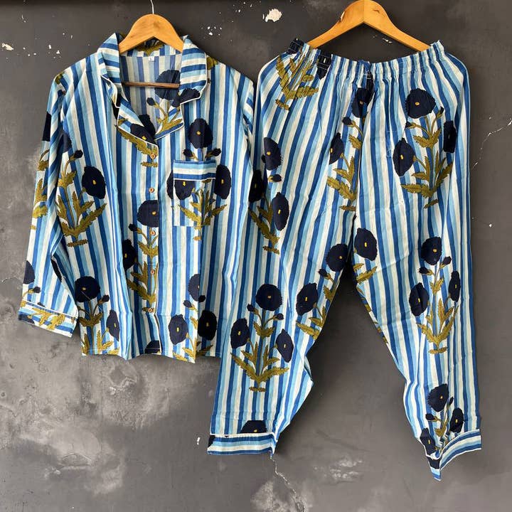 bhavnas boutique - Wholesale Sleepwear Set - Women's - Indian Cotton Block Print Pajama Night Suit Pants Shirt Sets