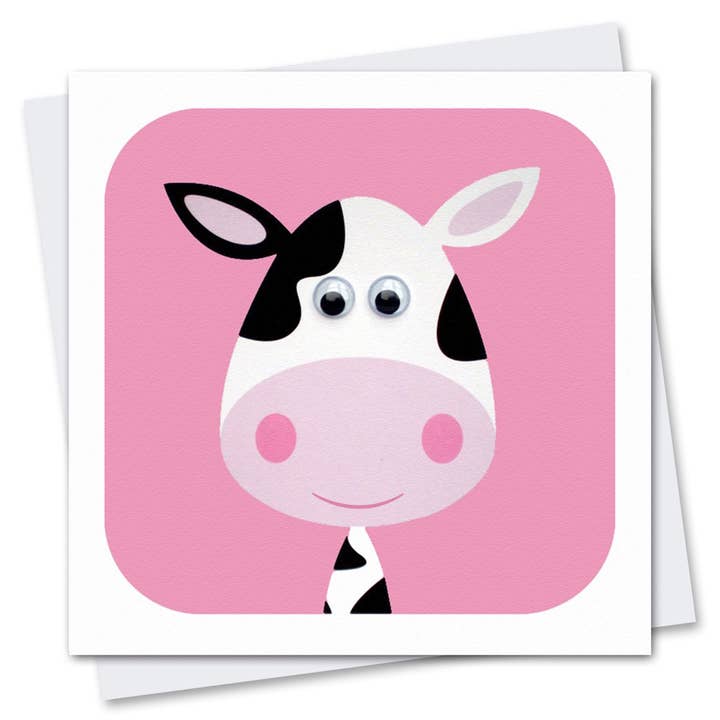 Cow Birthday Card | Cute Kids Cards | Farm Animal Cards for wholesale by Stripey Cats Cards