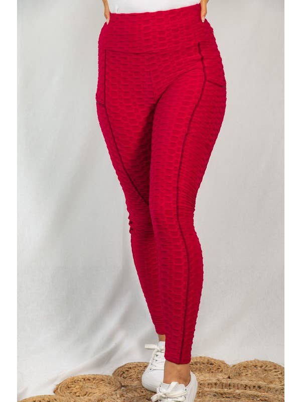 White Birch - Wholesale Sport-/loungelegging - Dames - P40138 Effen gebreide legging met hoge taille en contouren