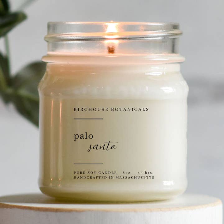 Birchouse Botanicals - Wholesale Jar/Filled Candle - Palo Santo 8 oz. Soy Candle - Mason Jar, Home Decor, Gift0