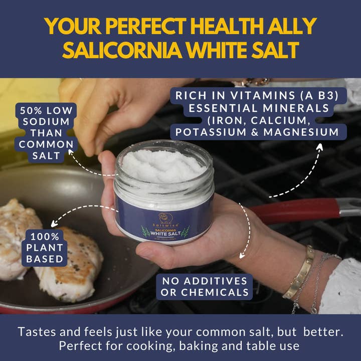 SaltWise - Wholesale Salt - Salicornia White Salt – Plant Based Premium Jar Set (200g)2
