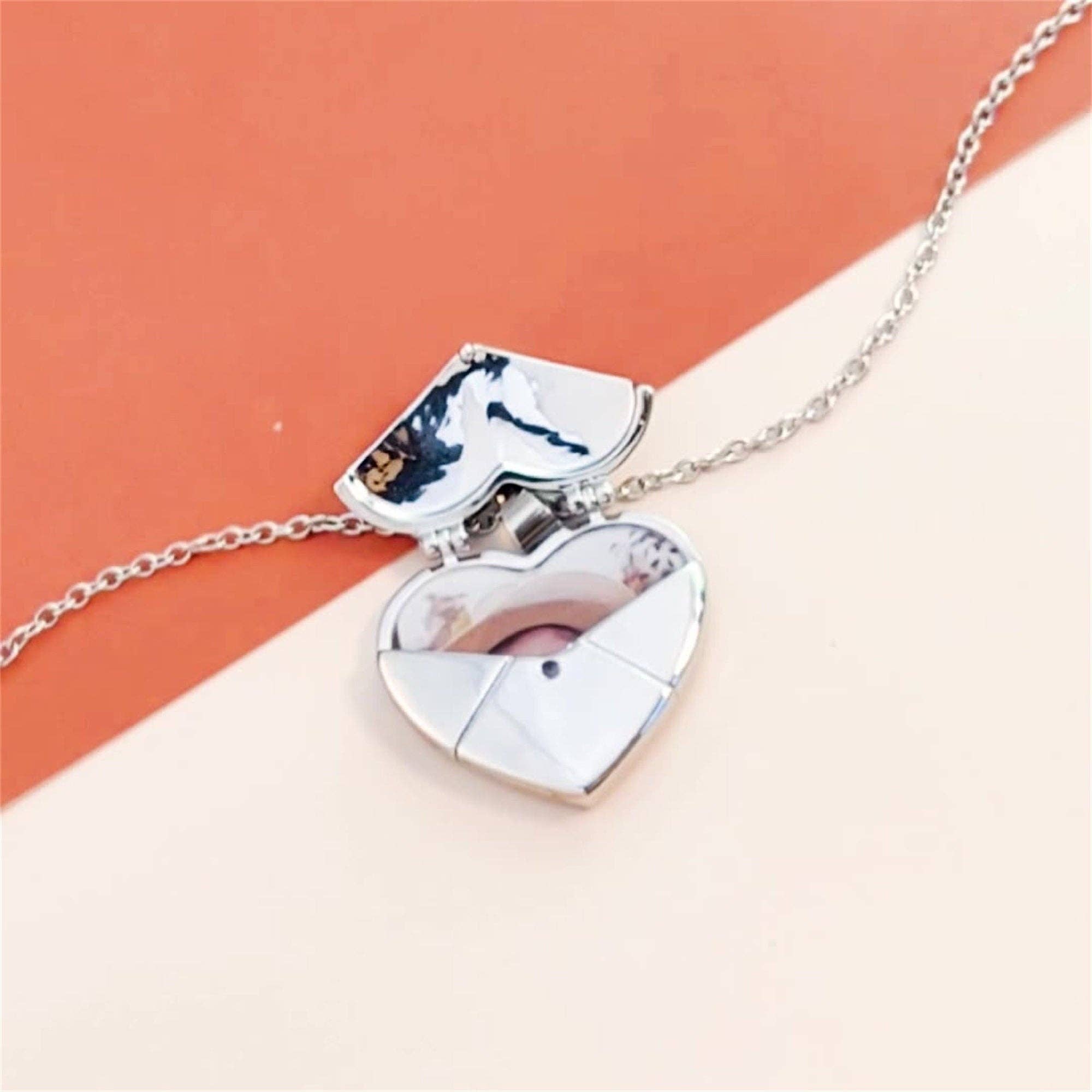 Perimade & Co. LLC - Wholesale Locket Necklace - Custom Heart Photo Locket Necklace in Stainless Steel6