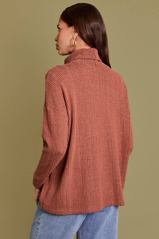Rust LONG SLEEVE TURTLE NECK TOP for wholesale on Faire3