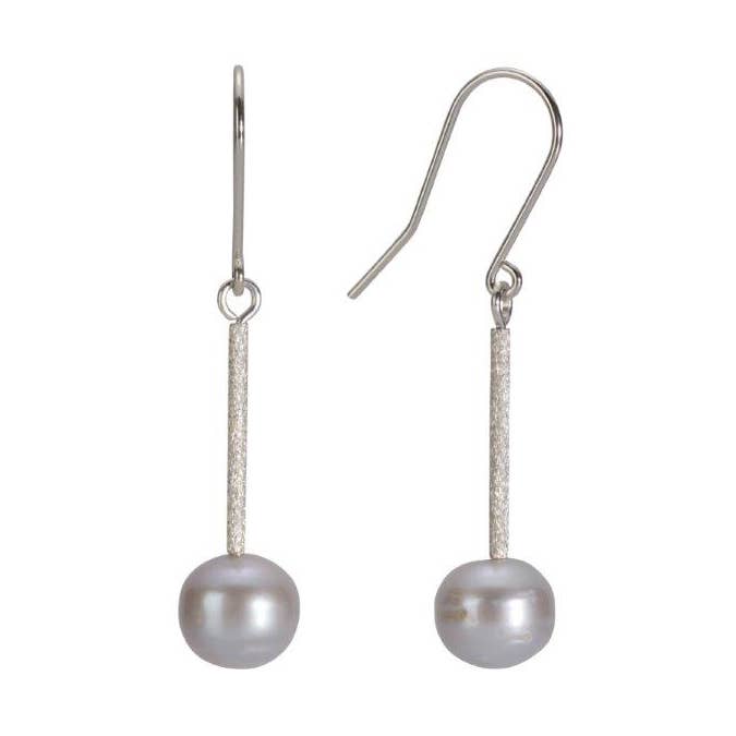 Artistic Sterling Silver Freshwater Pearl Drop Earrings for wholesale by TIP-TO-TOE
