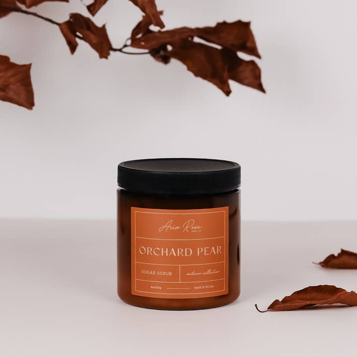 Orchard Pear Sugar Scrub - Autumn Collection for wholesale by Aria Rose Bath Co