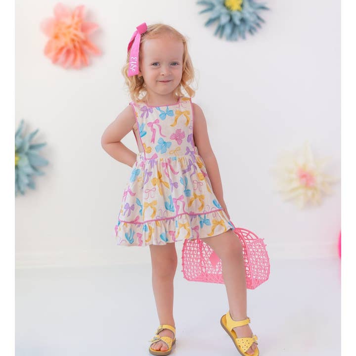 Linen Romper - Bow Bliss (Pre-Order) for wholesale by Cheeky Plum