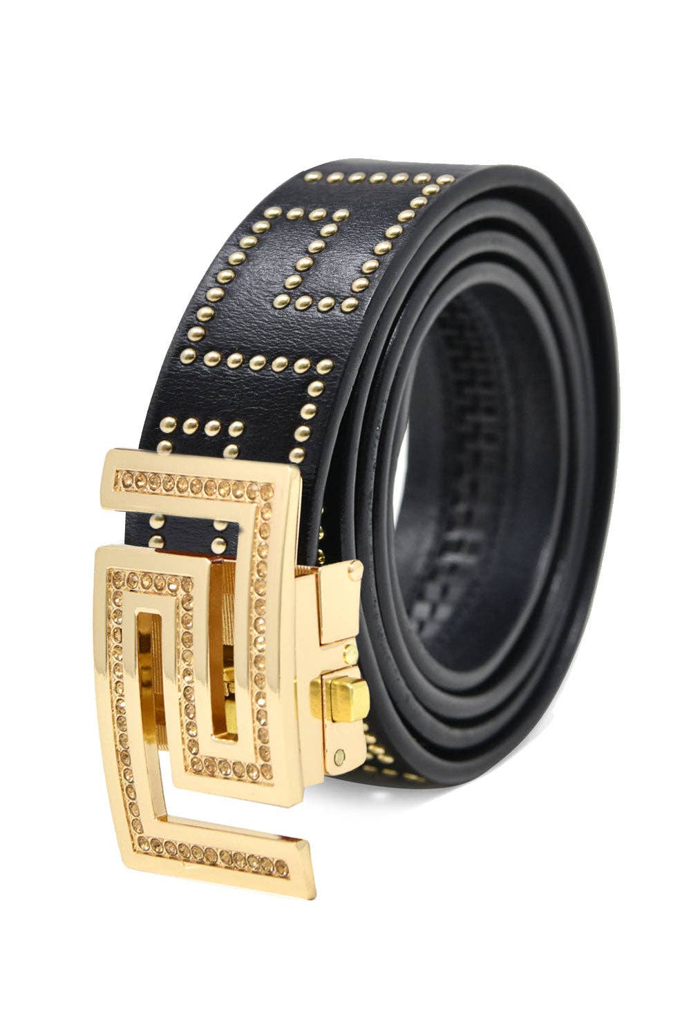BARABAS - Wholesale Belt - Women's - Rhinestone Greek Pattern Buckle Belts BK8149