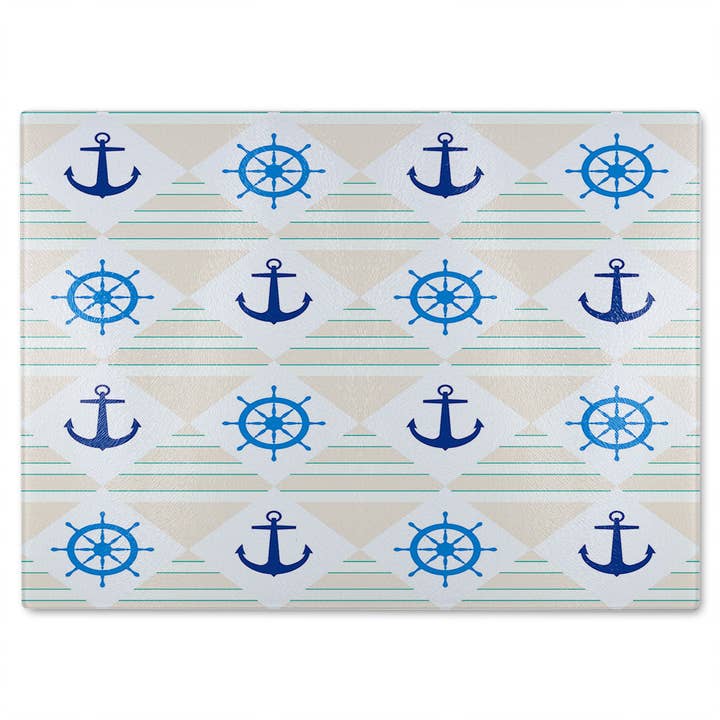 Elementos Náuticos em Tábua de Corte de Vidro com Riscas por atacado de Benjamin Tate Design