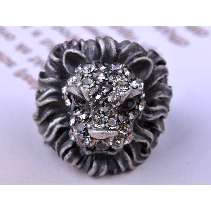 AK Brand – wholesale Cocktail/Statement Ring – Svart Grå Vild Lejonhuvud Multi-Size Statementringar