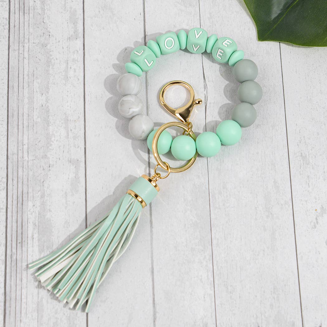 SoapElenGlen - Wholesale Keychain bracelet - LOVE Beaded Tassel Bracelet Keychain, Mother's Day Gift6