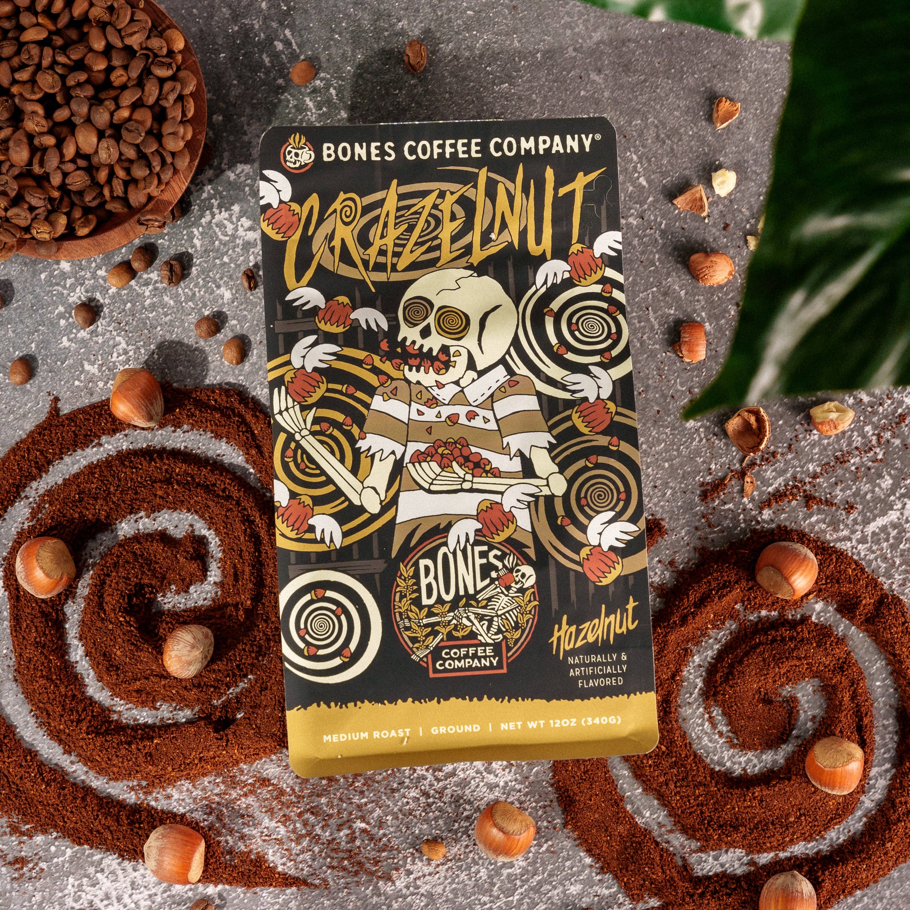 Bones Coffee Company - Vendita all'ingrosso Caffè in grani - Caffè al gusto Crazelnut | 340 g | Chicchi interi e macinato7