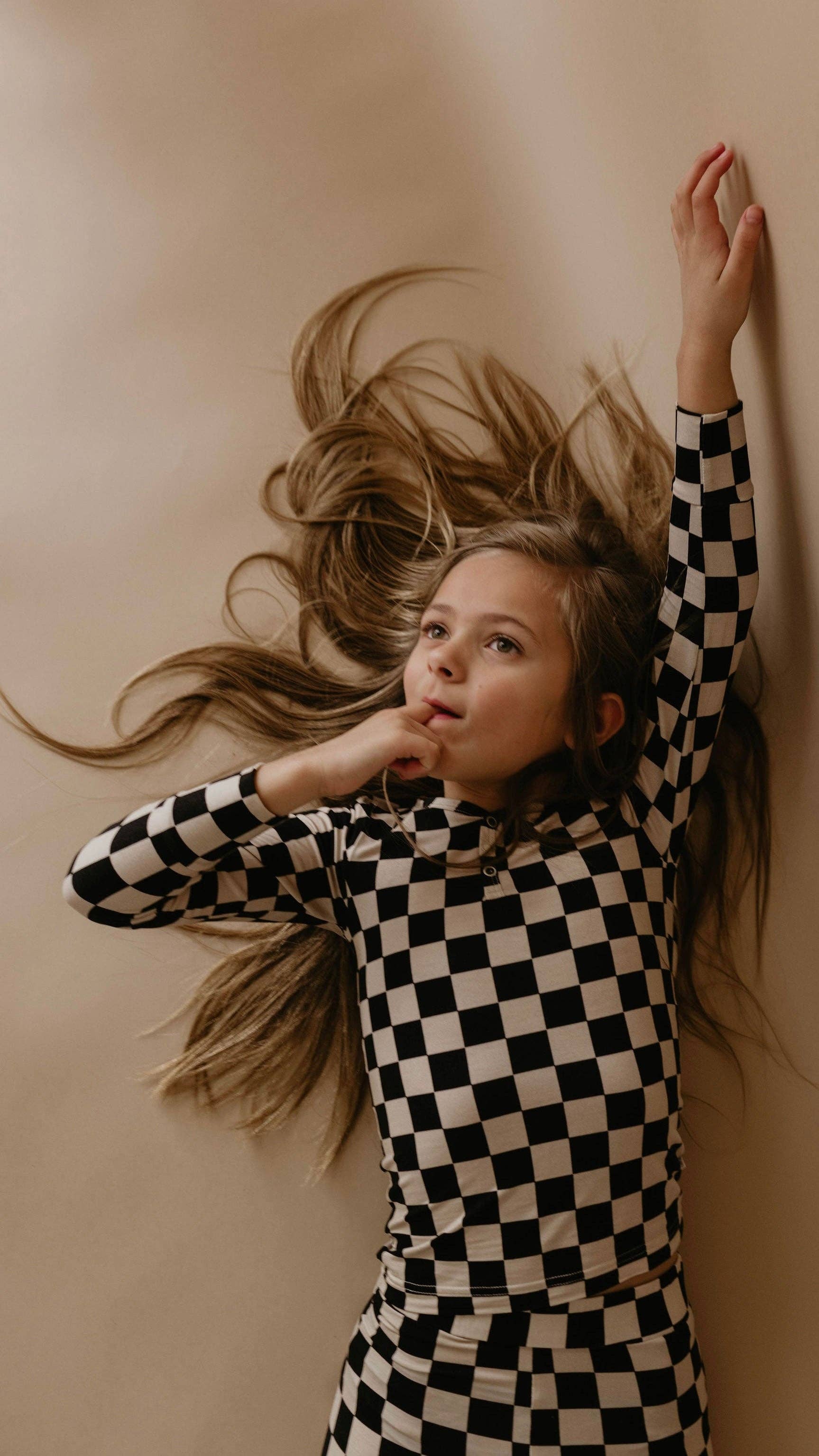 Forever French Baby - Wholesale Sleepwear Set - Kids - Bamboo Two Piece Pajamas | Black Checkerboard4