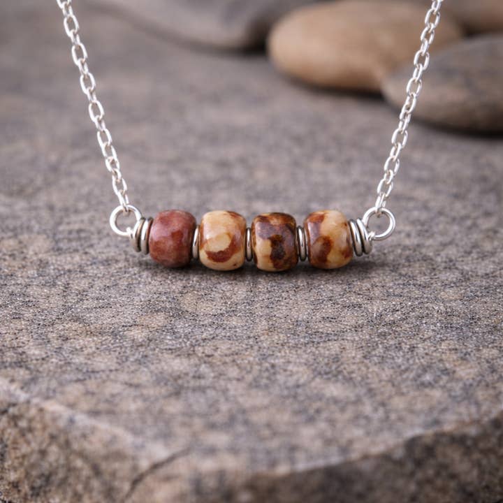 Stone Necklace – Jasper (Sterling Silver) for wholesale by Pebble + Fern LLC