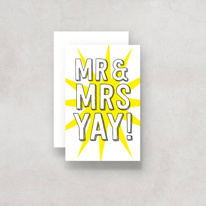 Wedding Card Mr and Mrs Yay! for wholesale by The Dimpse