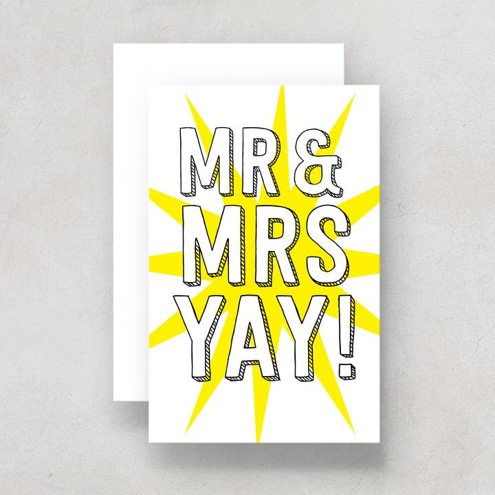 Wedding Card Mr and Mrs Yay! for wholesale by The Dimpse