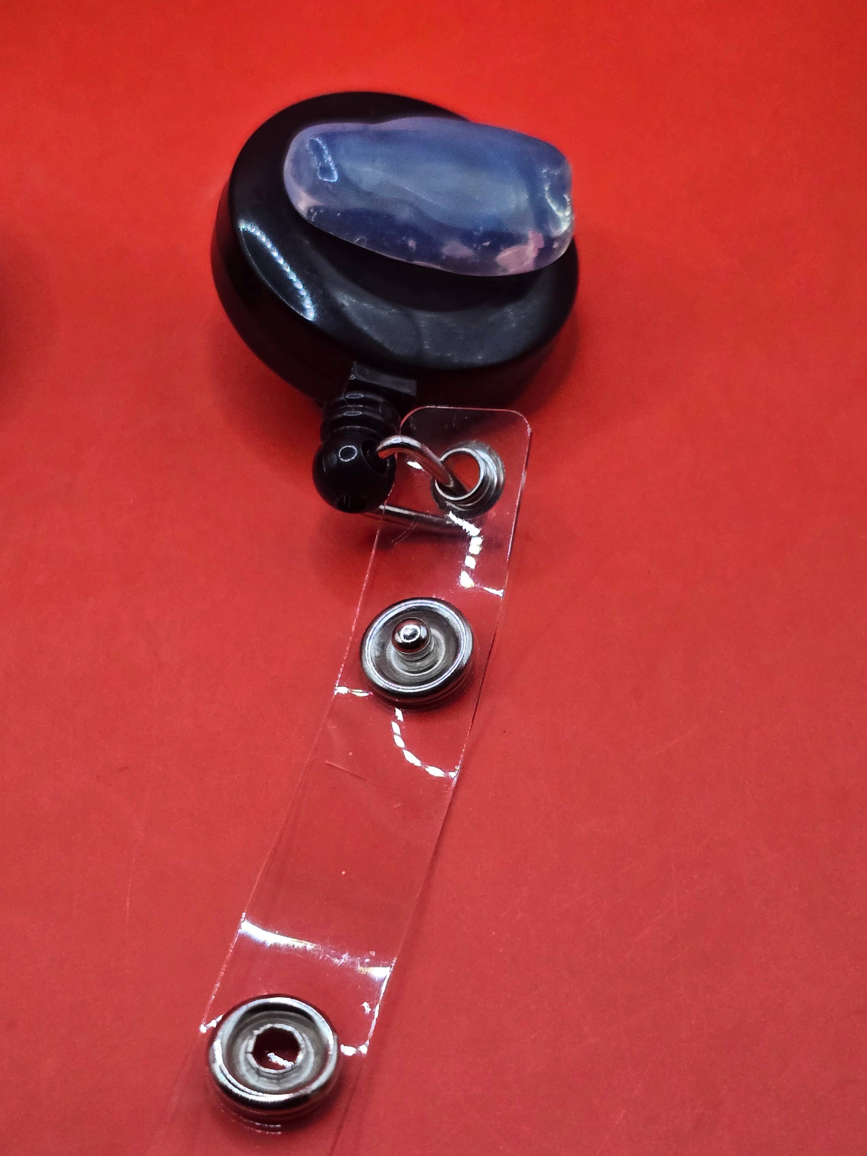 Pebbles Crazy Crystals LLC - Wholesale Keychain – Unisex - “Opalite Glow” Crystal Badge Reel 4