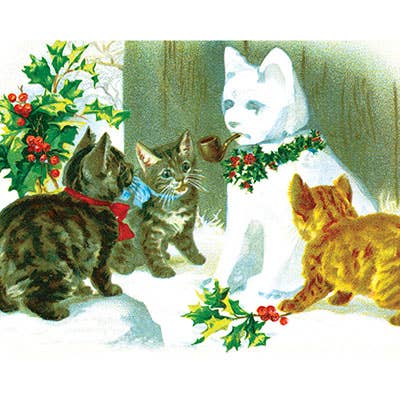 Laughing Elephant – wholesale Christmas card – Cats with a Snowcat - Christmas Card1