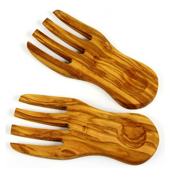 Berard Olive Wood Salad Server Hands for wholesale by The French Farm