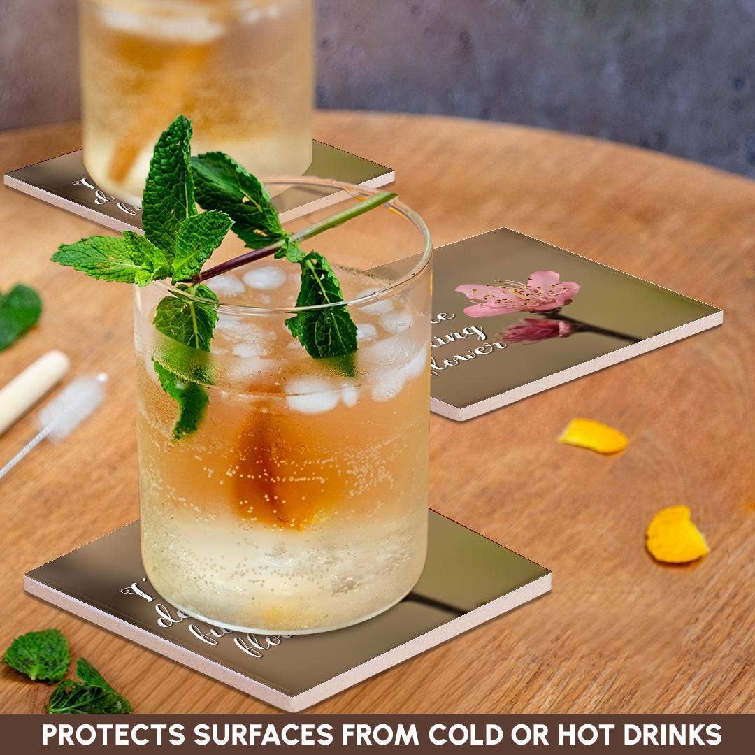 3dRose - Wholesale Coasters - 3dRose, Im a delicate fucking flower on a photograph of a peach tree blossom., Coaster2