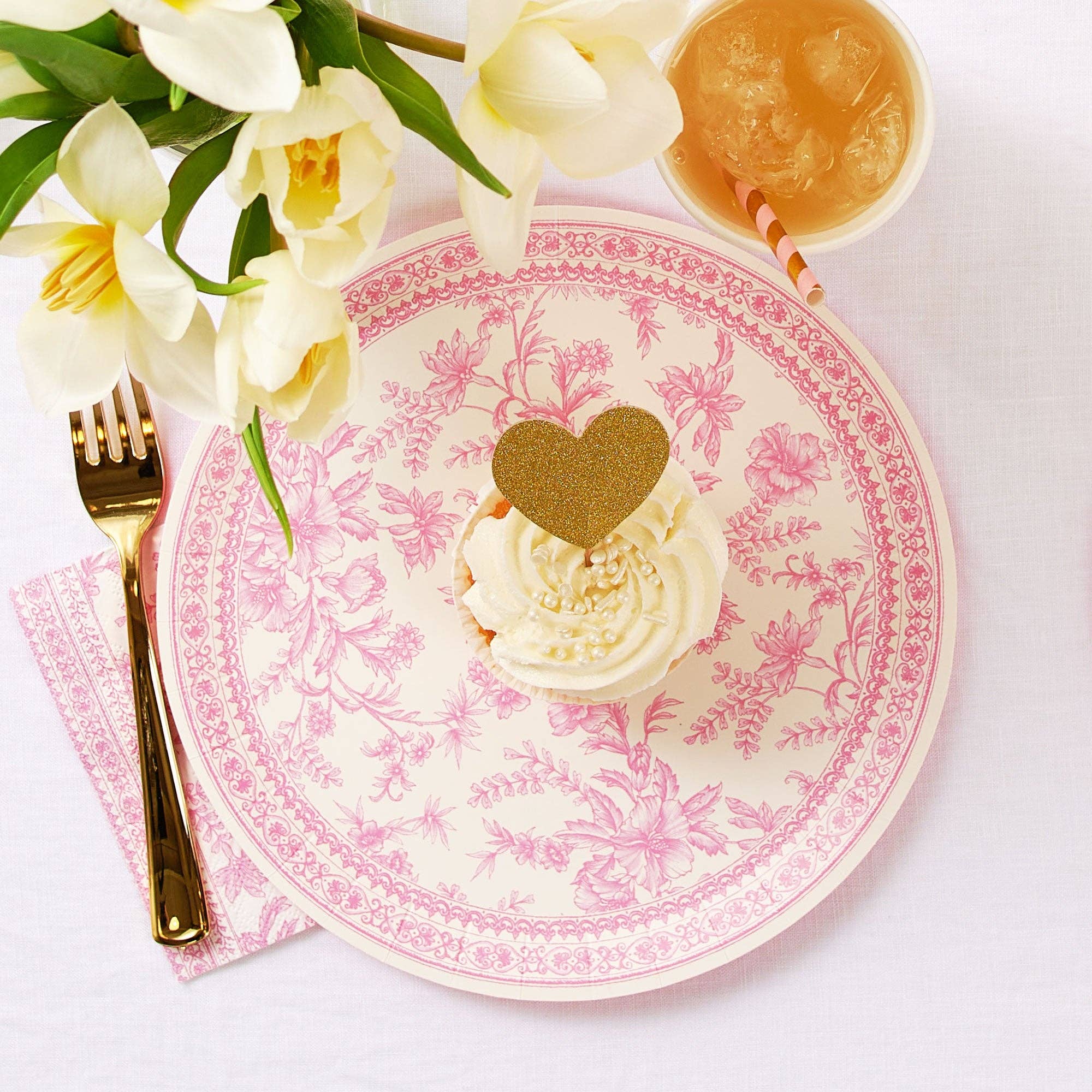 Coterie Party Supplies - Wholesale Disposable Plate - Pink Toile Large Plates (10 per pack)3