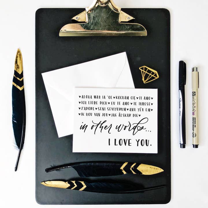 In other words I love you greeting card for wholesale by Carly Allred Studio