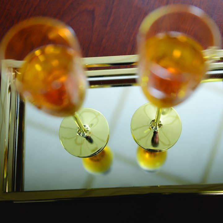 AULICA – Engroshandel Champagneglas – Sæt med 2 champagneglas i glas med fod i guldfarvet metal