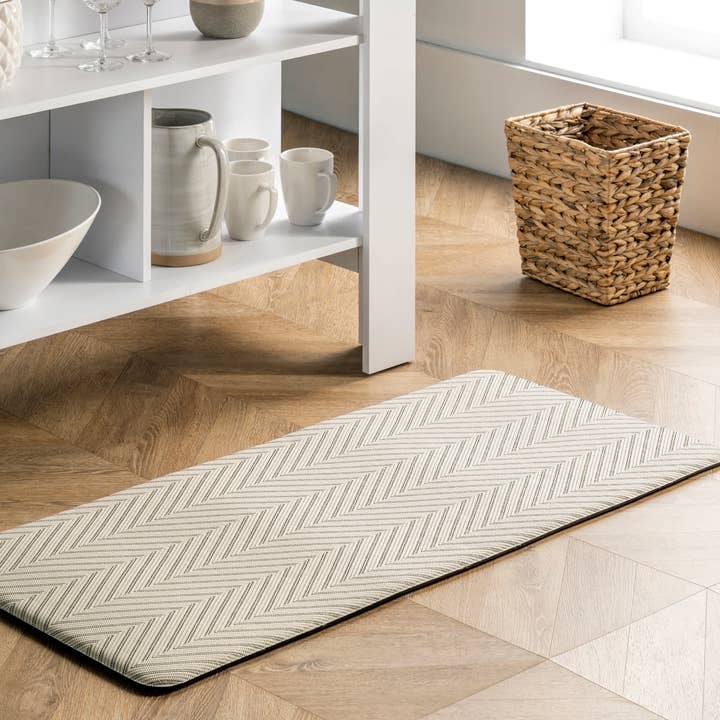 Beige Casual Herringbone Anti Fatigue Kitchen Or Laundry Room for wholesale on Faire