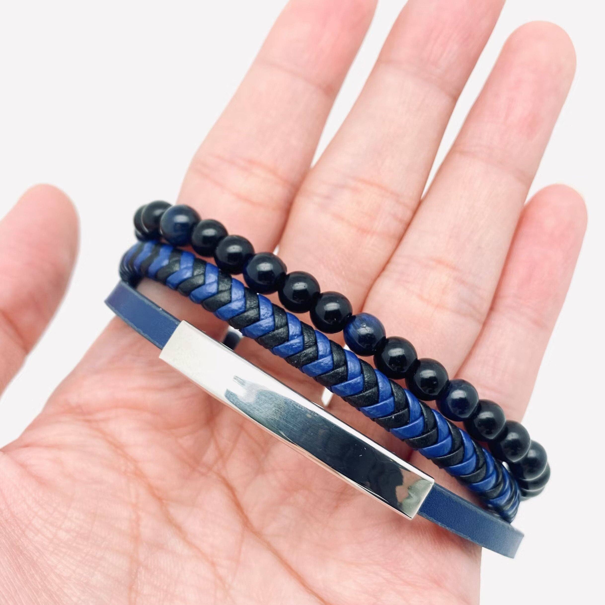 Beads Leather Woven Bracelet Magnetic Buckle - MJ/BC for wholesale on Faire0