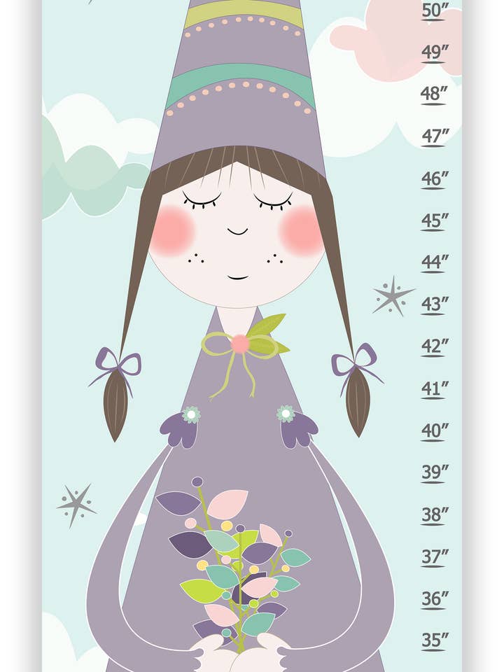 Tableau de croissance personnalisé de lavande Gnome Girl pour la vente par Finny and Zook