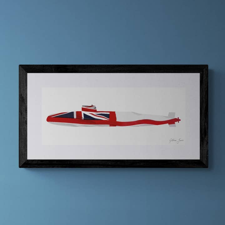 Weiße Flagge mit U-Boot-Aufdruck der Auflösungsklasse für den Großhandel von Gillian Jones Designs